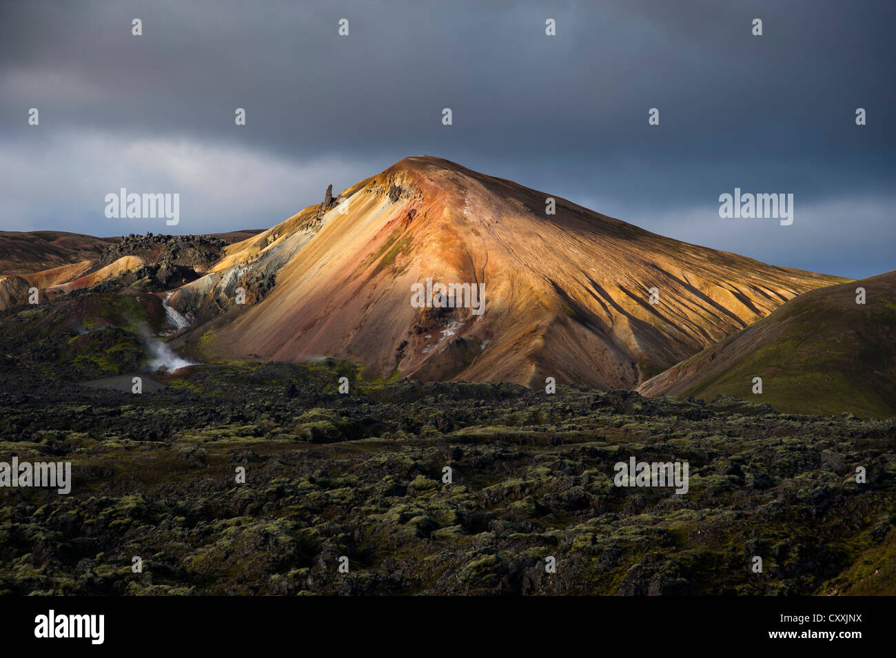 Brennisteinsalda volcano, rhyolite mountains and Laugahraun lava field ...