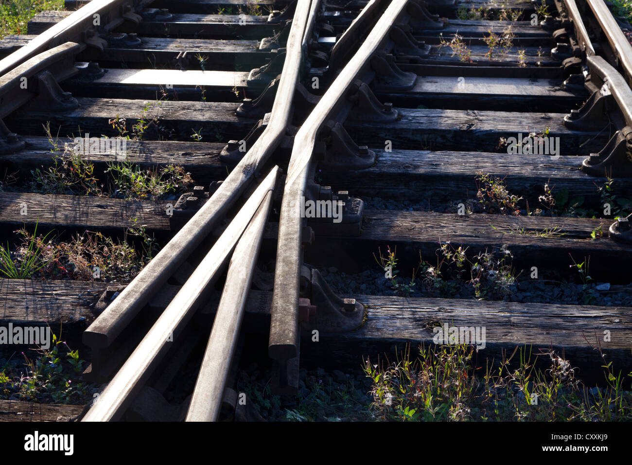 Old railway sidings beside Bristol Docks, Bristol, UK Stock Photo