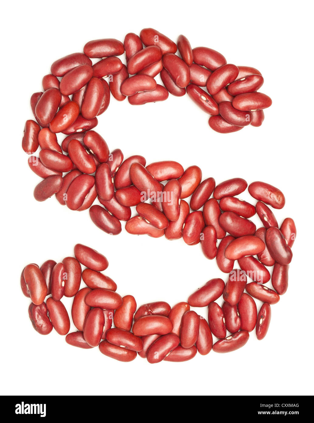 s, Alphabet from red beans. on white. Stock Photo