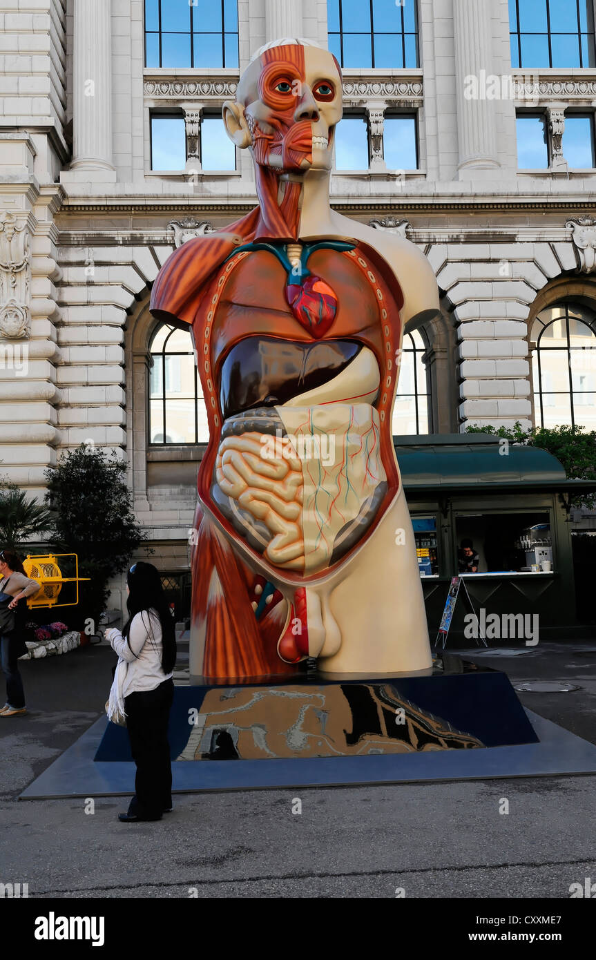 Promotional figure for the exhibition 'Body Worlds' in front of the Oceanographic Museum Monaco, Oceanographic Institute Stock Photo