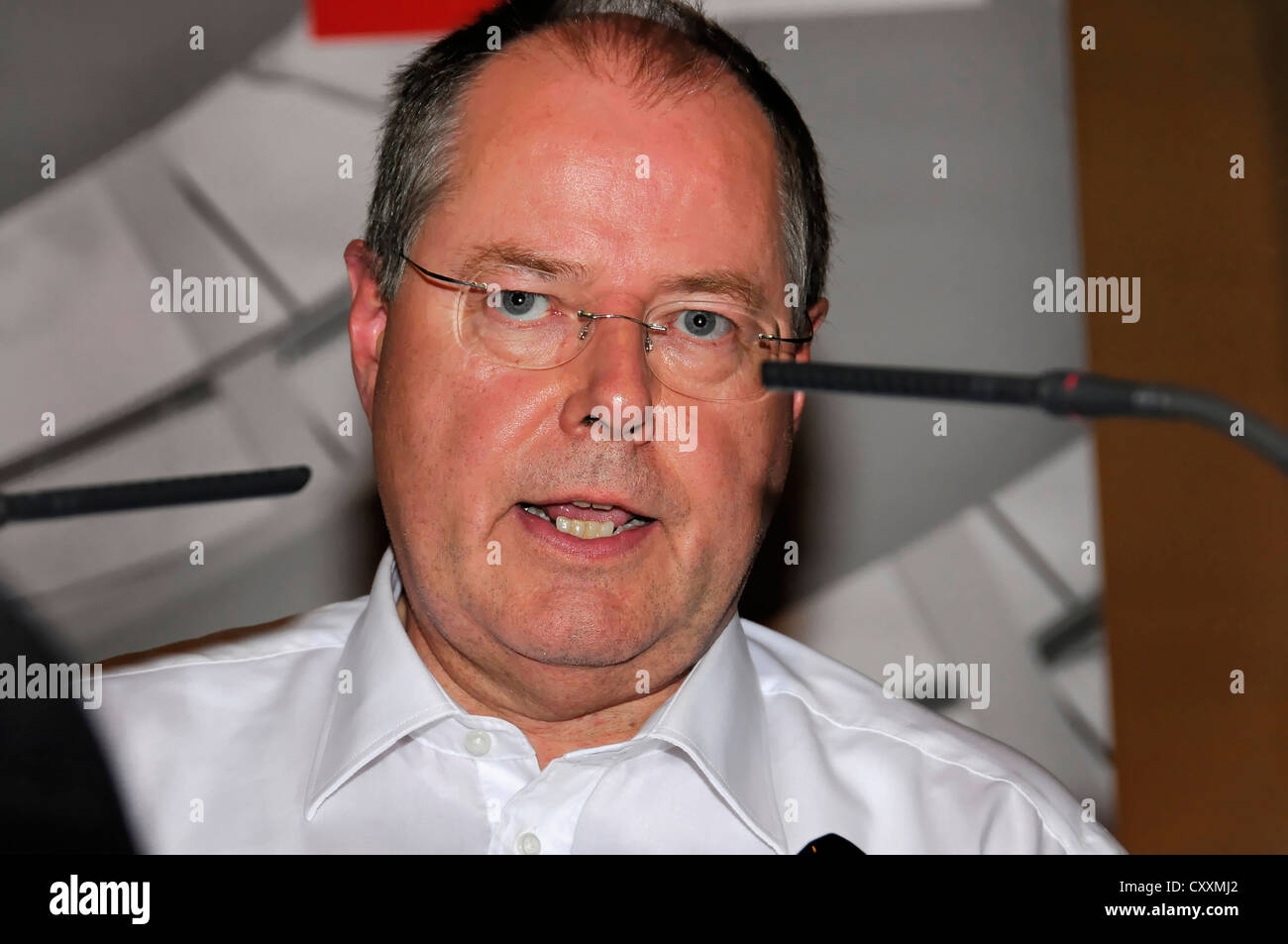 Peer Steinbrueck, member of the German Bundestag, parliament, during an election campaign, 26/08/2009, Schwaebisch-Gmuend Stock Photo