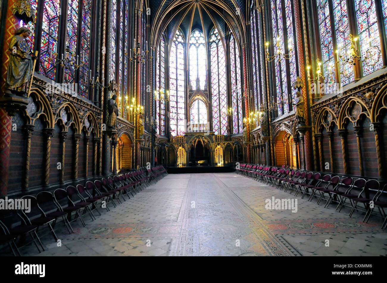 Sainte Chapelle Chapel Interior View High Gothic Period