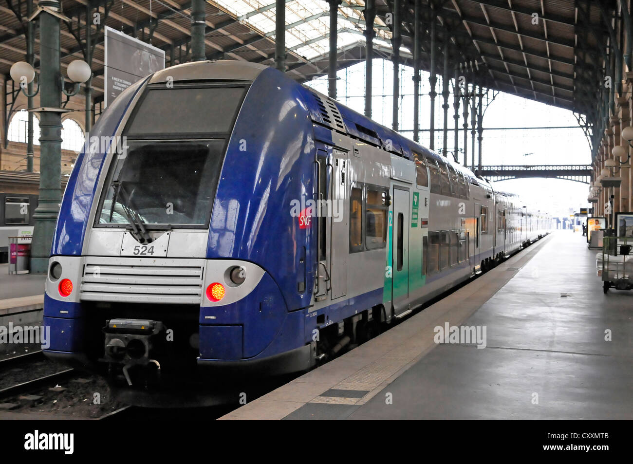 SNCF regional train, Gare du Nord train station, north station, Paris, France, Europe Stock Photo