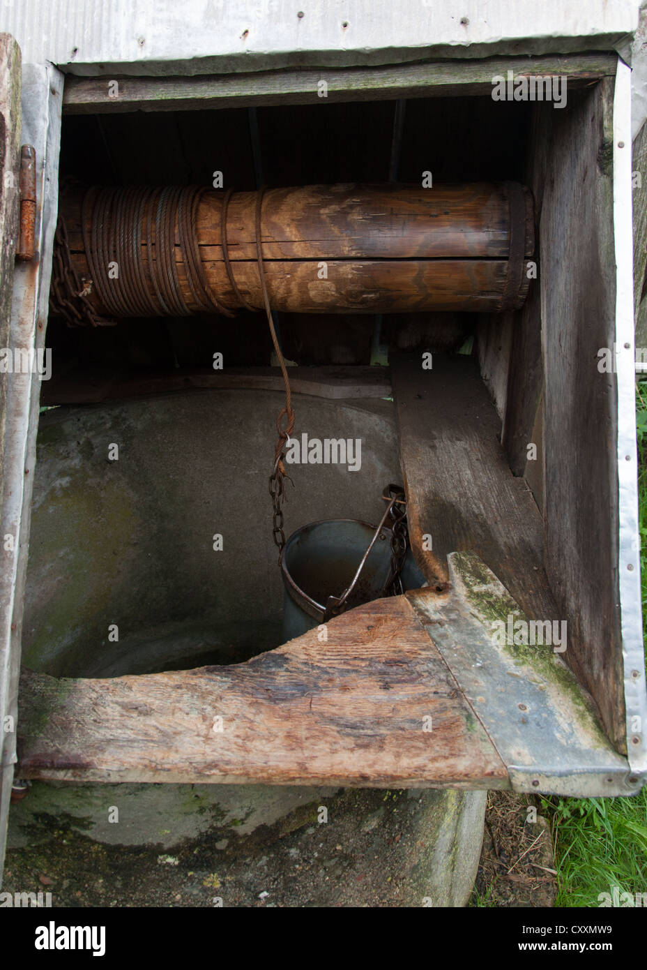 A well in a village in rural Belarus. Many houses in villages have no