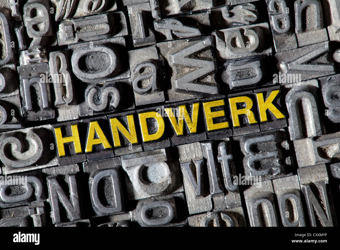Old letters forming the word Handwerk, German for craft Stock Photo