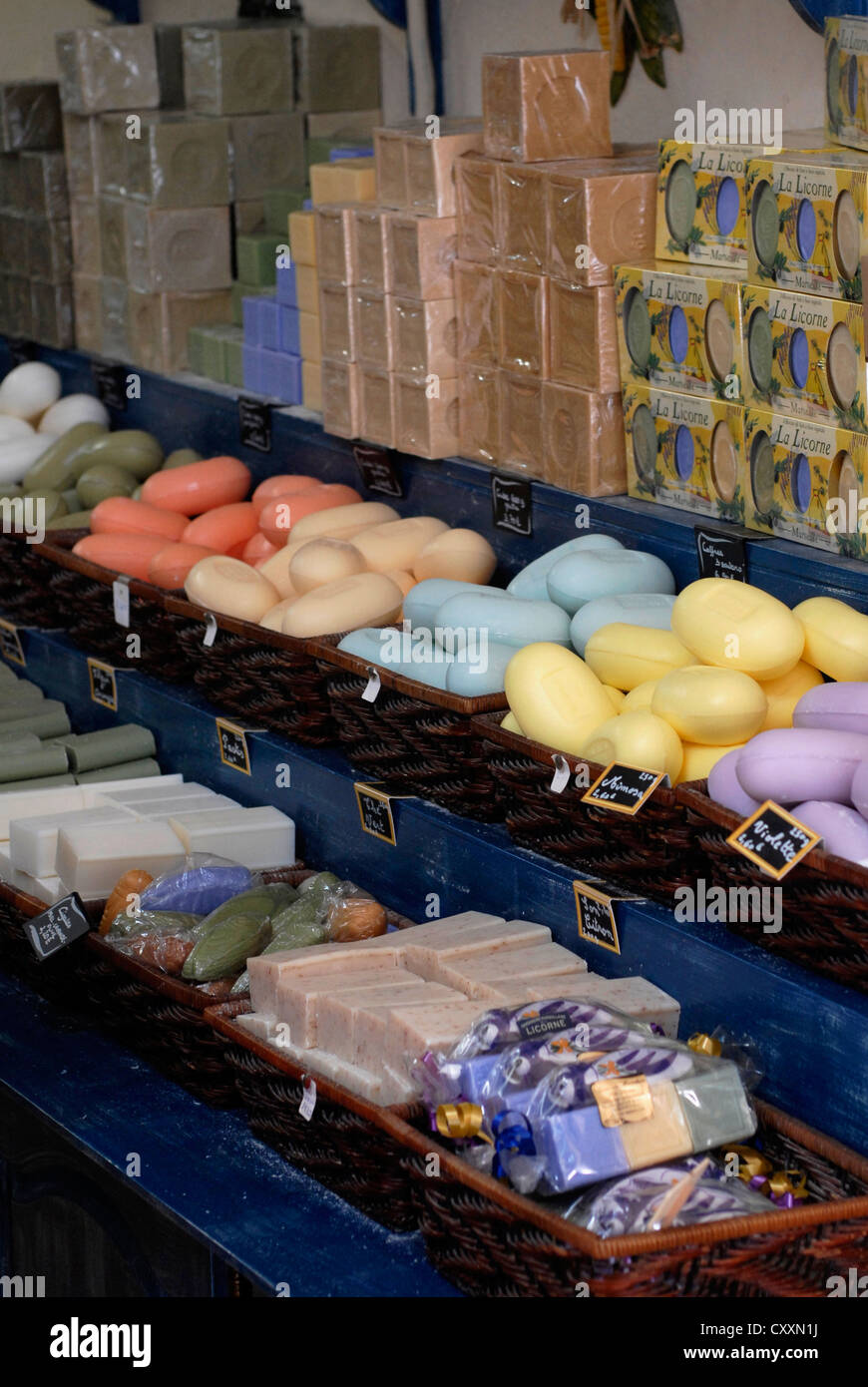 Shop, Soap, Soaps, Savonnerie Marseillaise de la Licorne Cours Julien, ,  Marseille, Provence Alpes Cote d Azur, France, Europe Stock Photo - Alamy