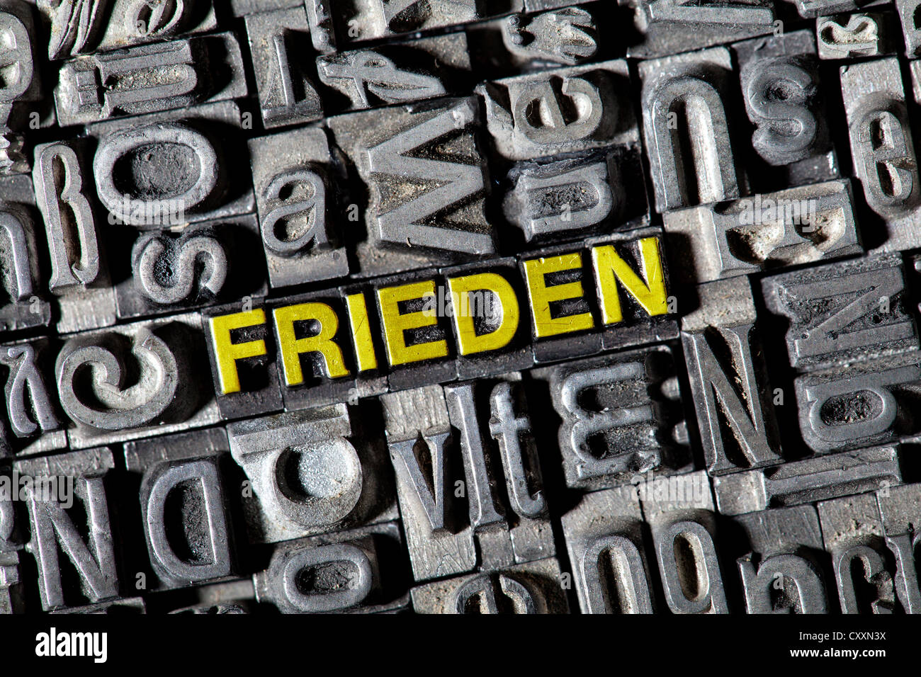 Old letters forming the word Frieden, German for peace Stock Photo
