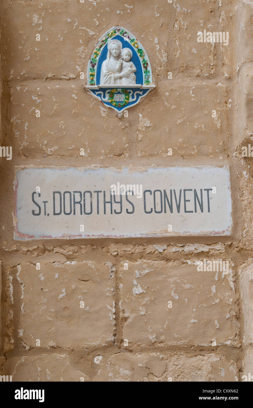 Sign for St. Dorothy's Convent, Mdina, Malta Stock Photo Alamy