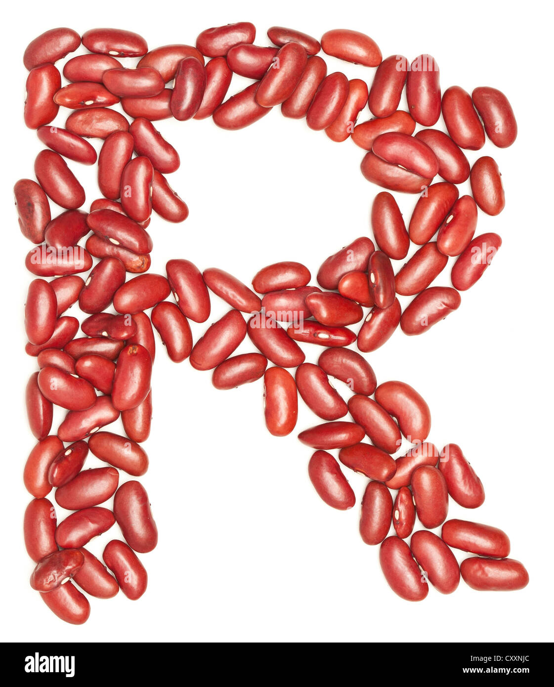 R, Alphabet from red beans. on white Stock Photo - Alamy