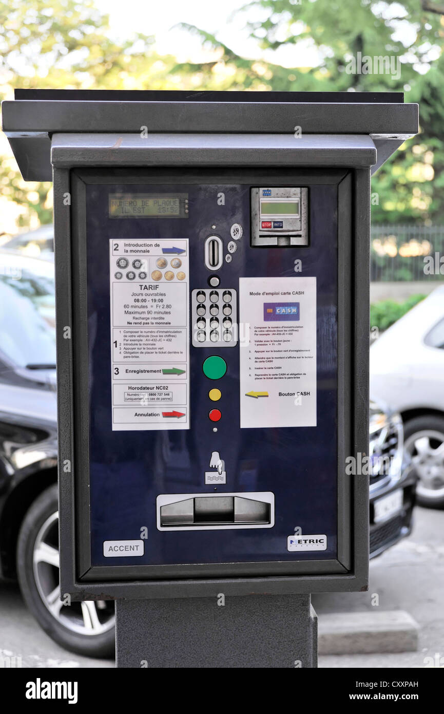 Parking meter, Geneva, Switzerland, Europe Stock Photo Alamy
