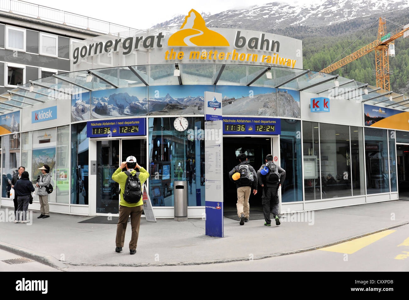 Gornergrat Bahn cog railway, valley station, Zermatt, canton of Valais, Swiss Alps, Switzerland, Europe Stock Photo
