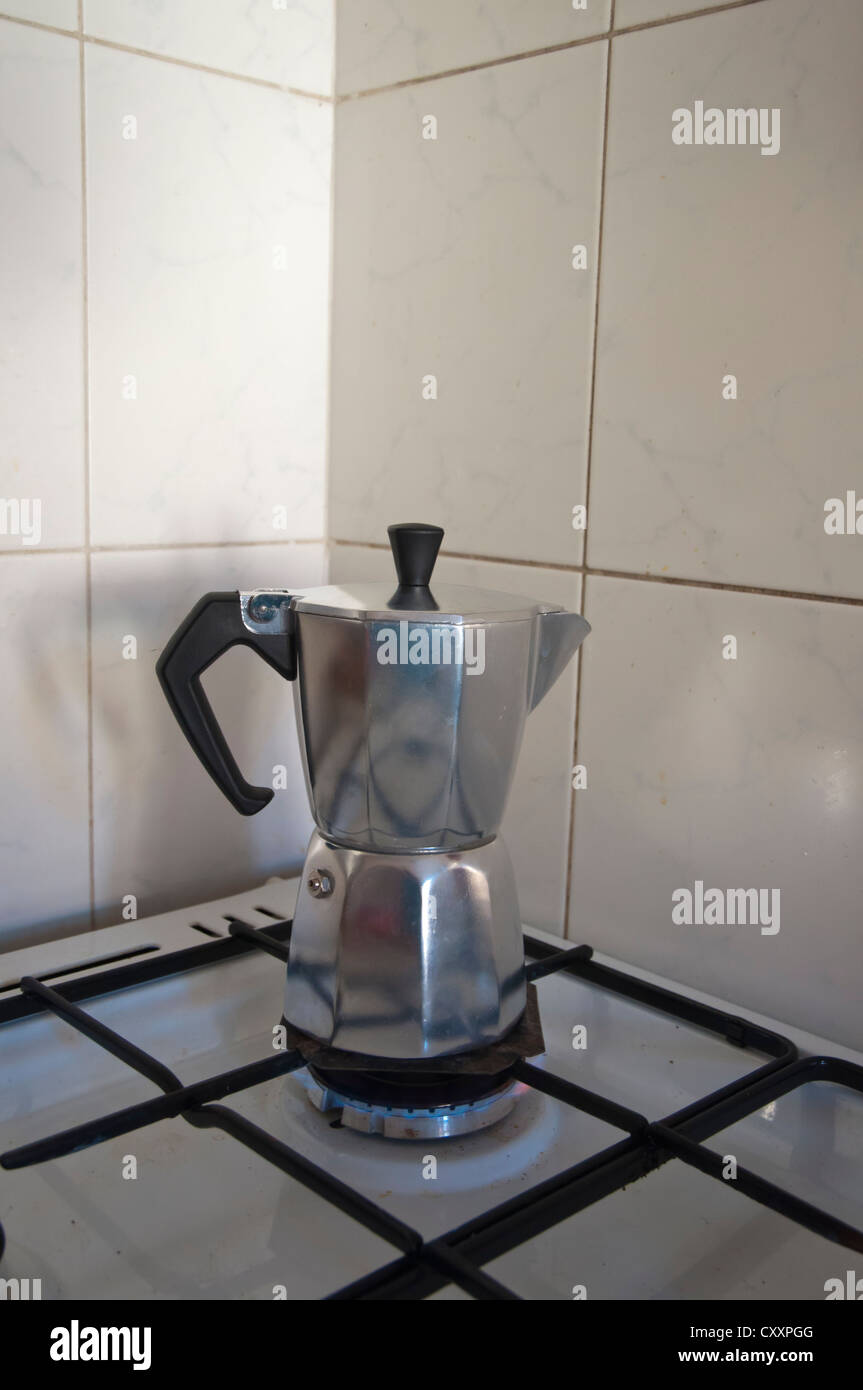 Moka pot the stove top aluminium espresso machine coffee maker on the