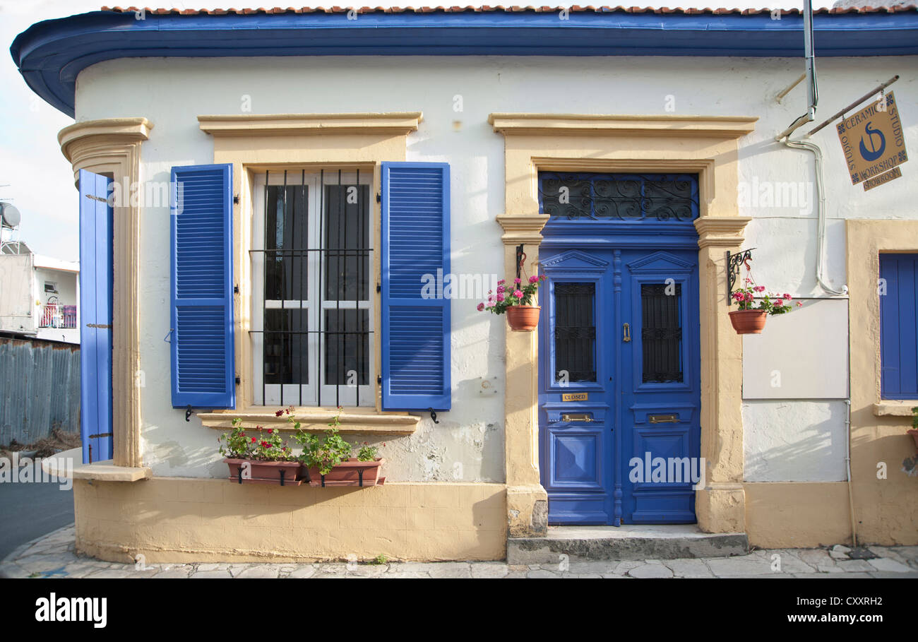 Greek style small house at Larnaca, Cyprus. Stock Photo