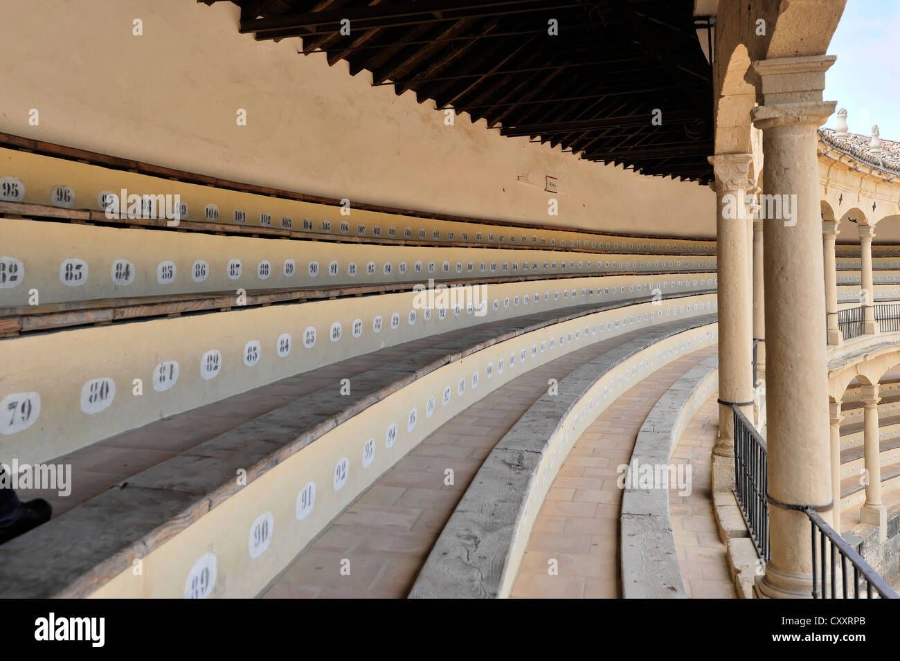 Seat numbers in the bullring of Ronda, Plaza de Toros, Malaga province, Andalusia, Spain, Europe Stock Photo