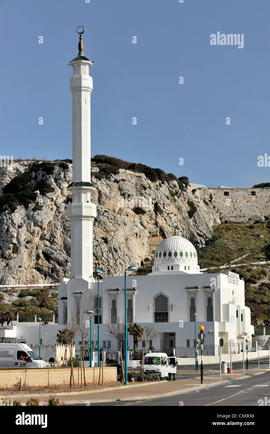 Ibrahim-al-Ibrahim Mosque, inaugurated in 1997, Europa Point, Gibraltar, British Overseas Territory, Europe Stock Photo