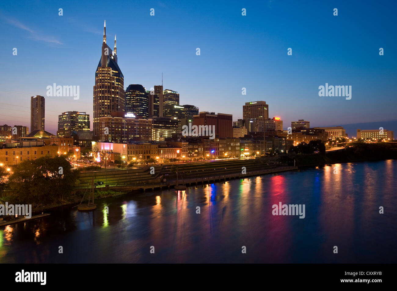 Nashville Skyline At Sunset, Nashville Tennessee Stock Photo Alamy