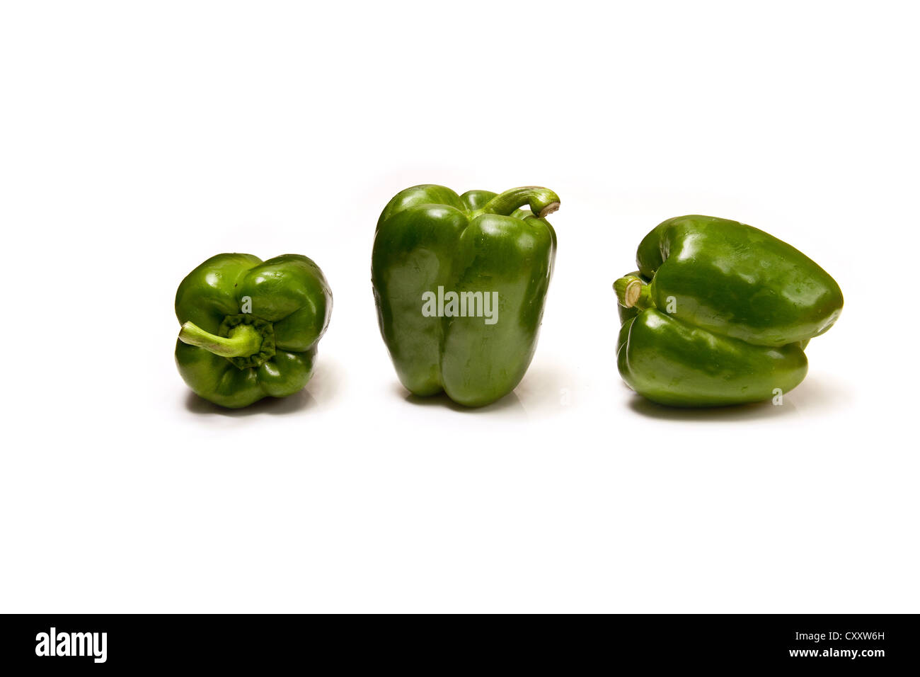 Green bell peppers isolated on a white studio background Stock Photo Alamy