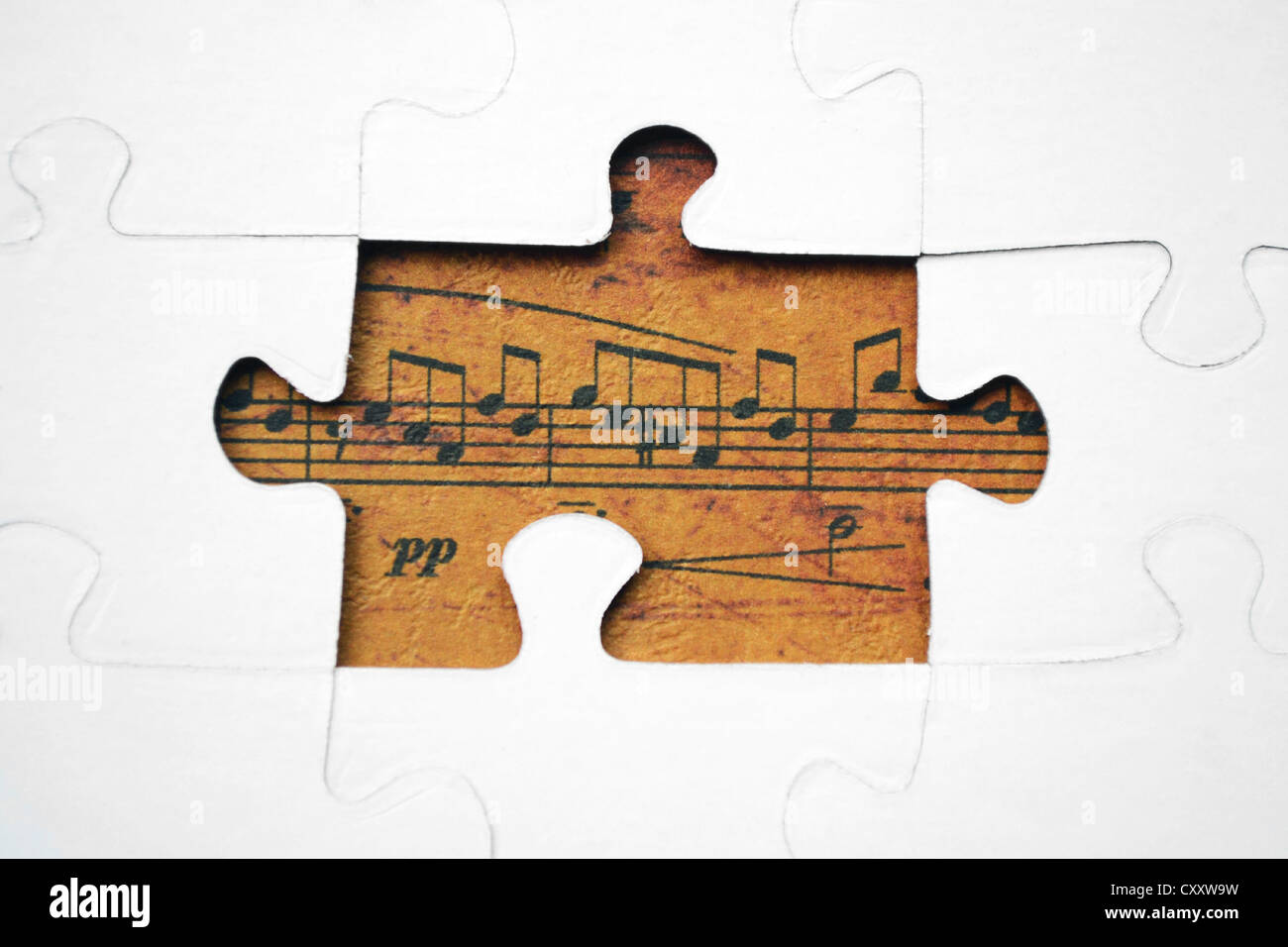 Music notes on puzzle Stock Photo Alamy