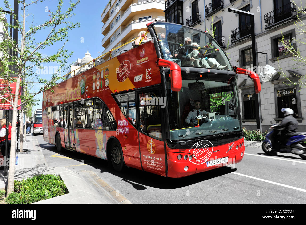 City sightseeing, city bus tour, Granada, Andalucia, Spain, Europe Stock Photo
