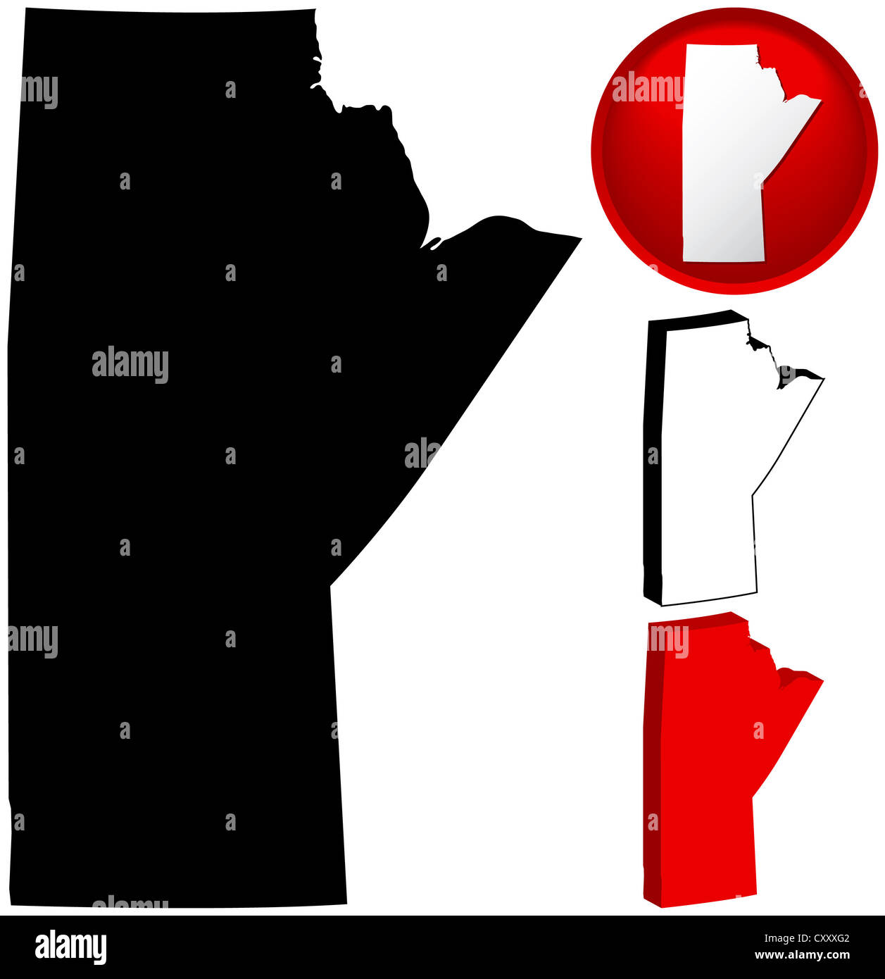 Detailed Map of Manitoba, Canada Stock Photo Alamy