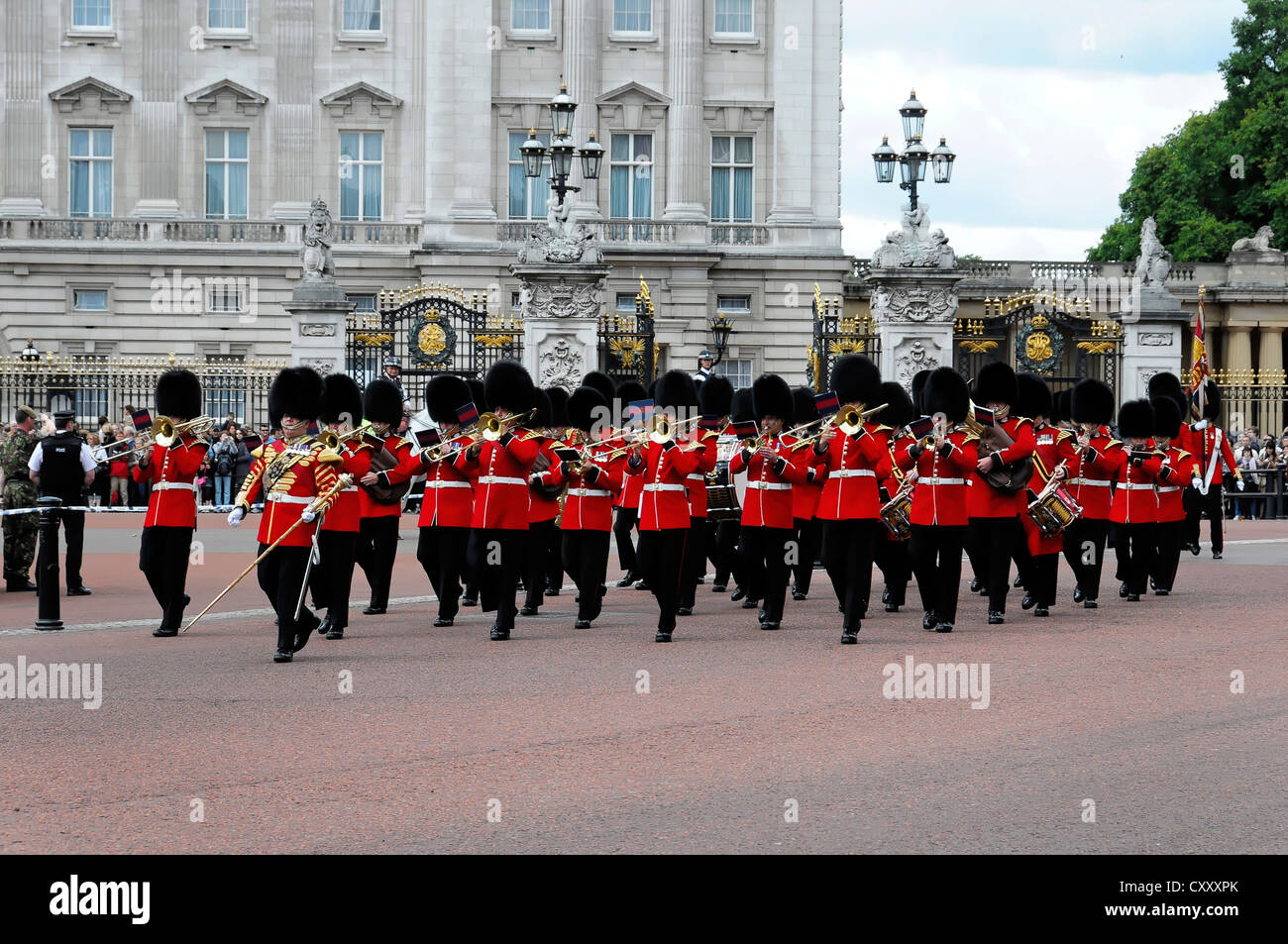 Royal Guard during the Changing of the Guard ceremony, Buckingham Palace, London, England, United Kingdom, Europe Stock Photo