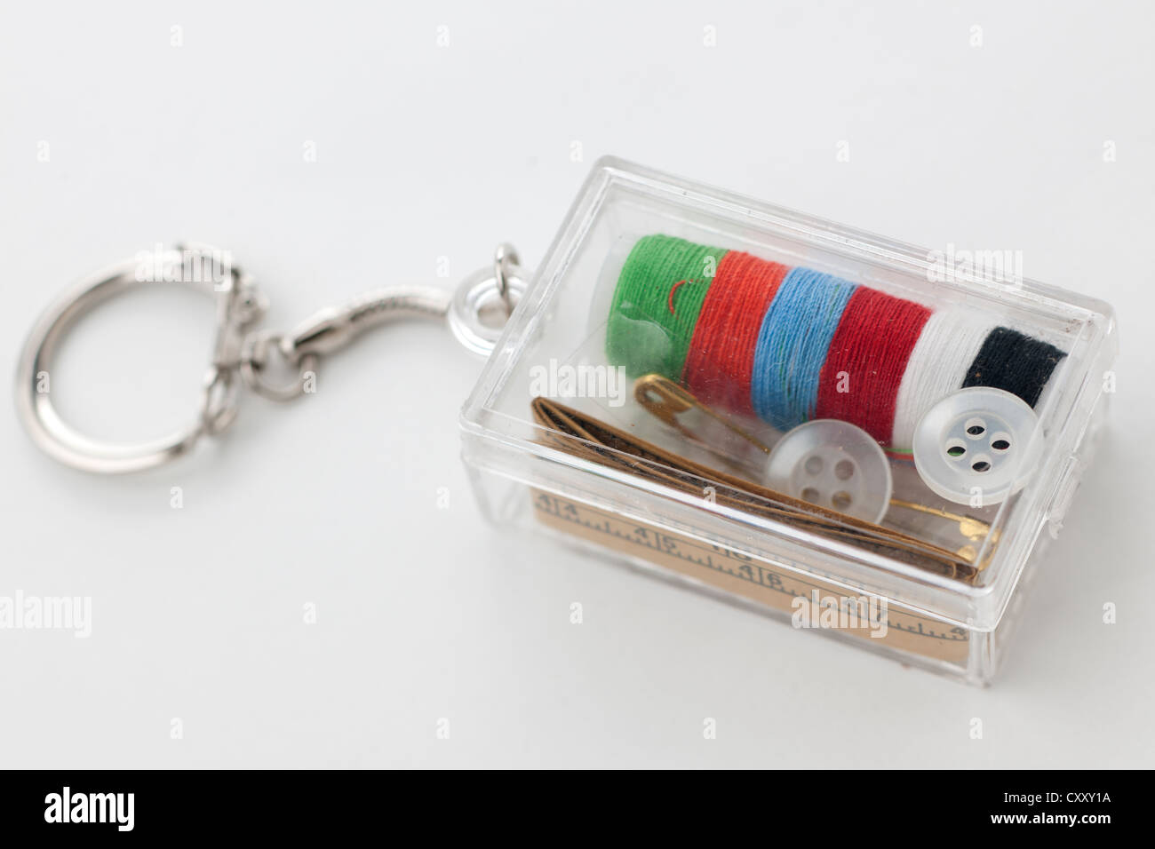Novelty keyring with attached sewing kit Stock Photo