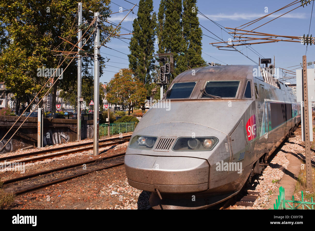 A TGV train leaves Nantes station in France Stock Photo - Alamy