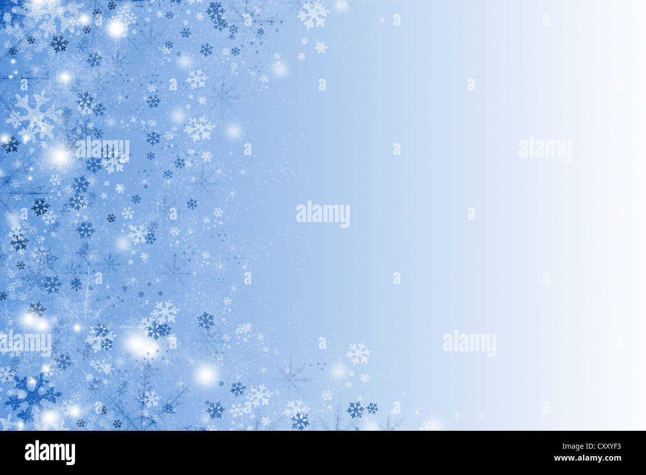 Blue and white snowflakes on light blue background Stock Photo - Alamy