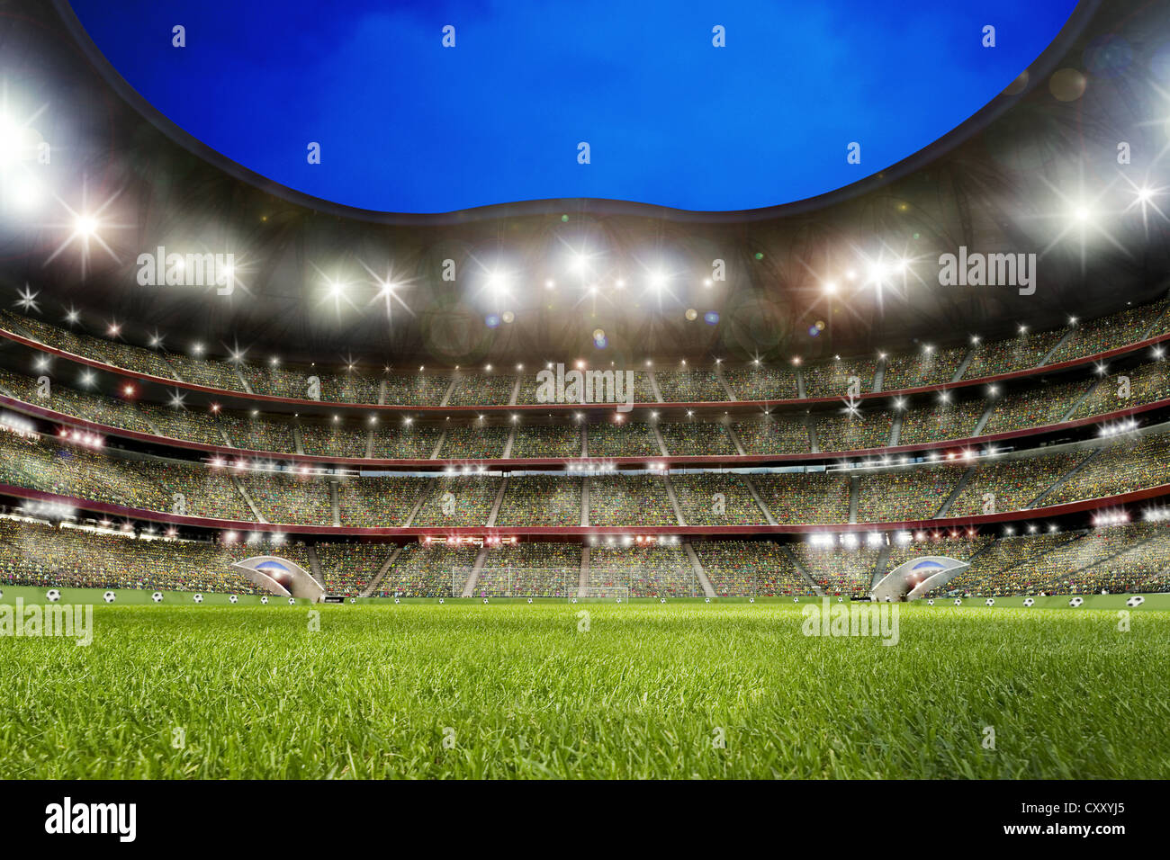 Soccer stadium, lawn Stock Photo