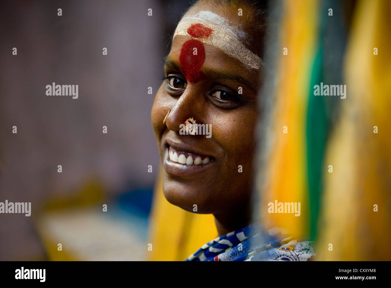 Smiling woman two nose piercings hi res stock photography and