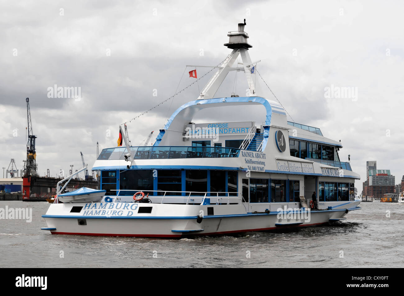 Hamburg, large harbour cruise ship, Port of Hamburg, Elbe River, Hanseatic City of Hamburg Stock Photo