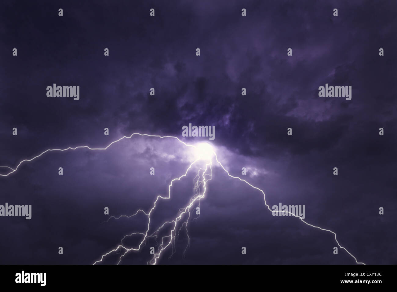 Thunderstorm, lightning, sky, clouds, night Stock Photo
