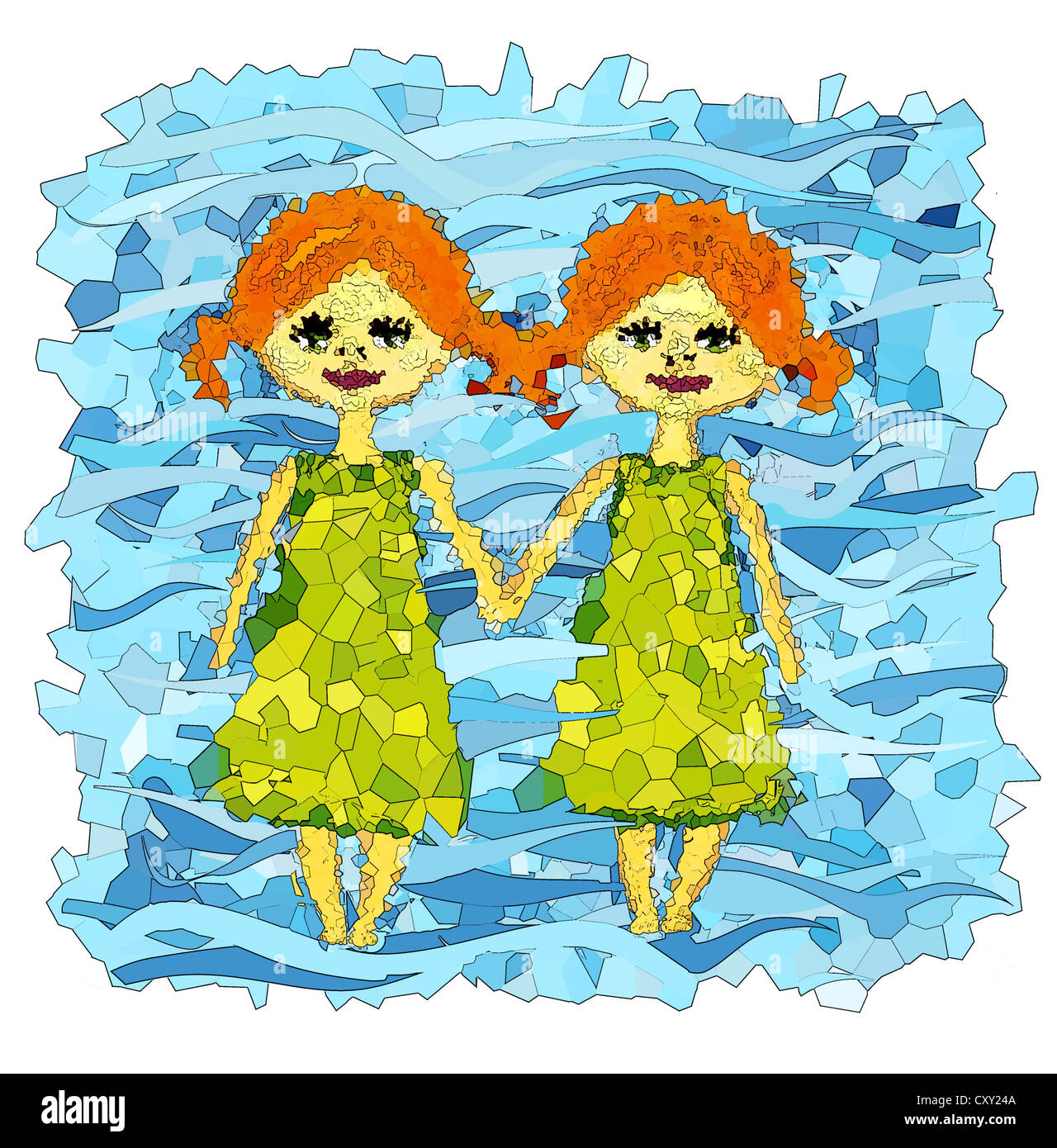 Zodiac sign, Gemini, horoscope, illustration Stock Photo