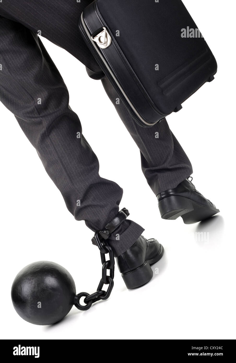 Ball and chain on businessman Stock Photo