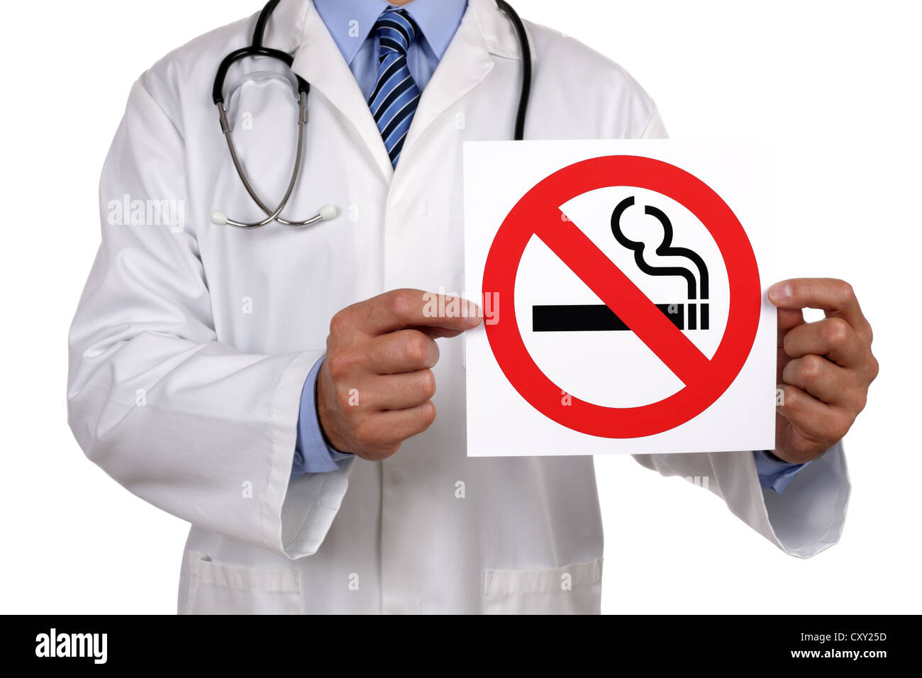 Doctor with no smoking sign Stock Photo