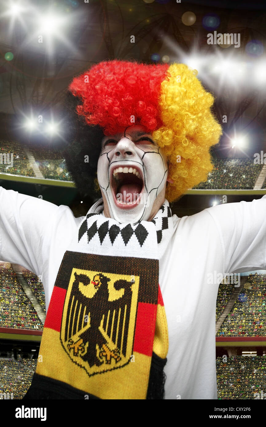 German football fan screaming Stock Photo