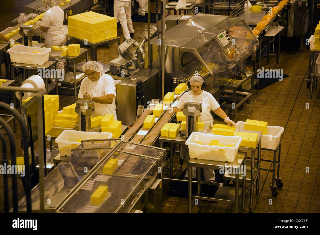 Workers at the world famous Tillamook Cheese Factory, in Tillamook