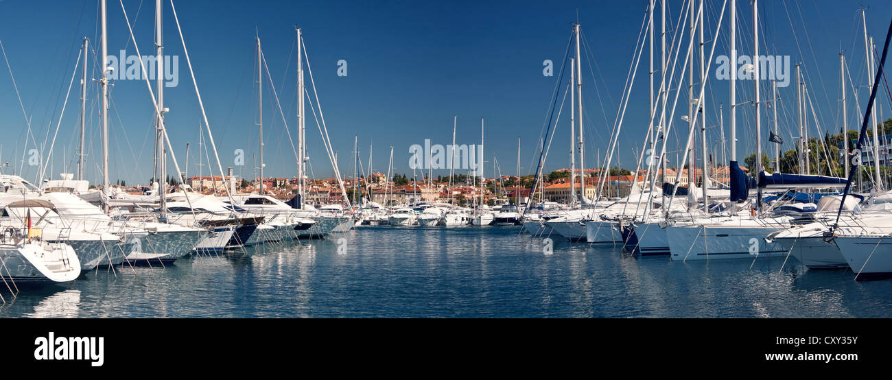 the sailing boats in harbor- city Rovinj - Croatia Stock Photo