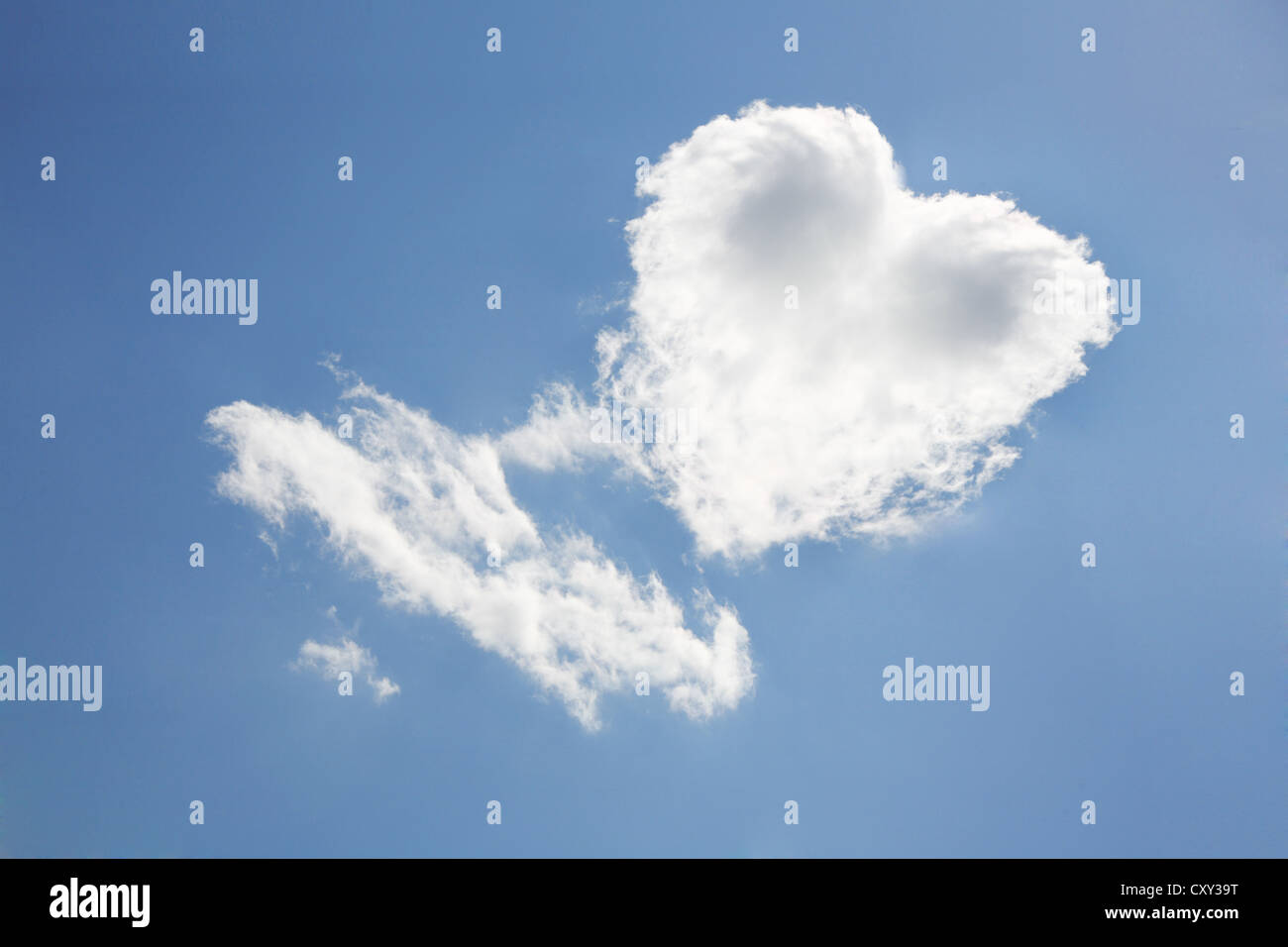 Cloud formations in the shape of a heart, illustration Stock Photo