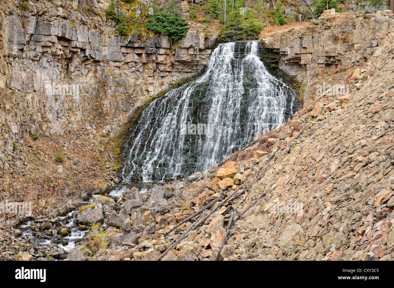 Waterfall of the Gardner River near Mammoth Hot Springs, Yellowstone National Park, Wyoming, USA Stock Photo
