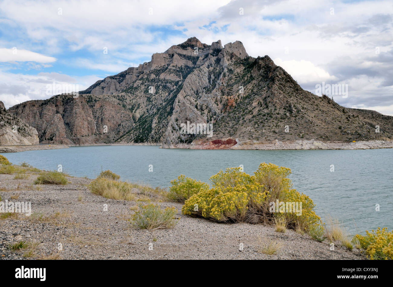 Buffalo Bill Reservoir and rock formations near Cody, Buffalo Bill