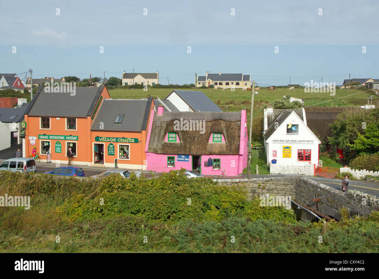 colourful houses in the village centre, Doolin, Co. Clare, Republic of