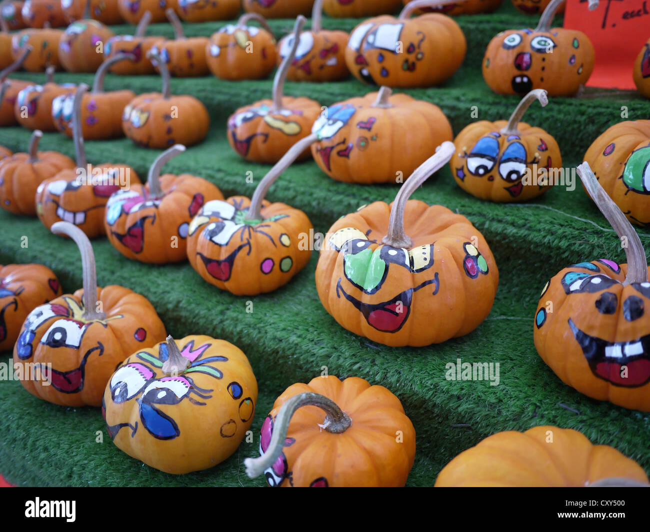 funny painted pumpkins Stock Photo - Alamy