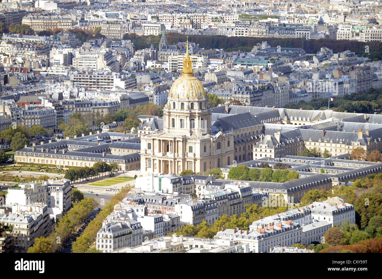 Les Invalides, Paris, France. Golden dome cathedral of the church at 'Les Invalides' Paris, France Stock Photo