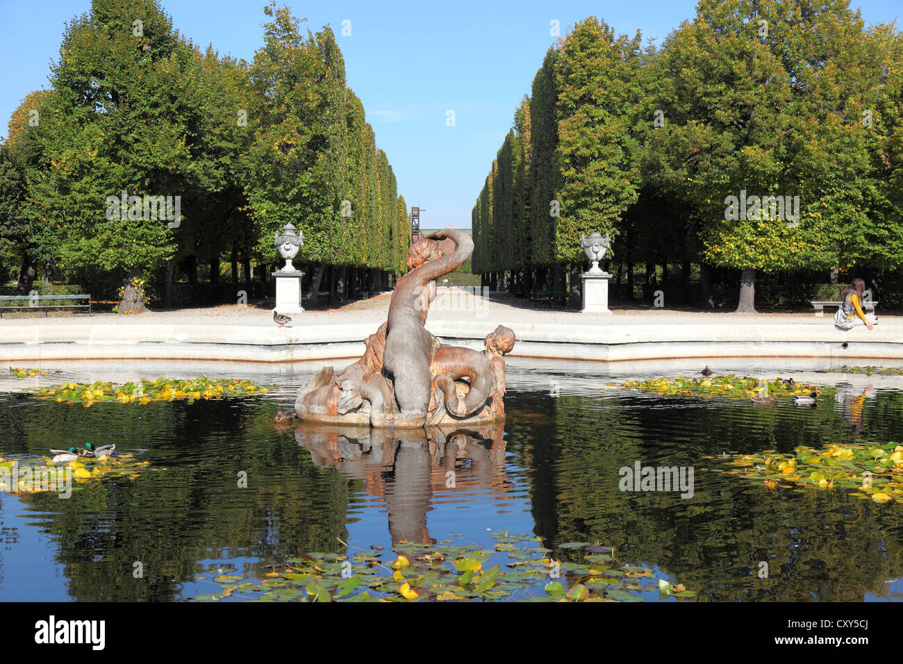 Fountain in Schoenbrunn park, Vienna, Austria. Stock Photo