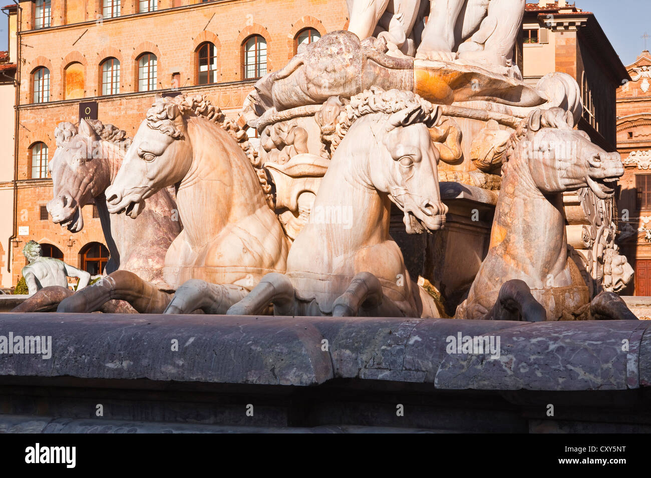 Neptune's fountain on Piazza della Signoria in Florence, Italy. Stock Photo
