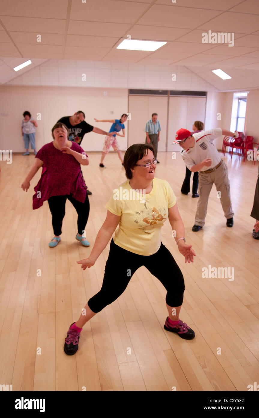 A dance class at a day centre for adults with learning difficulties Stock Photo