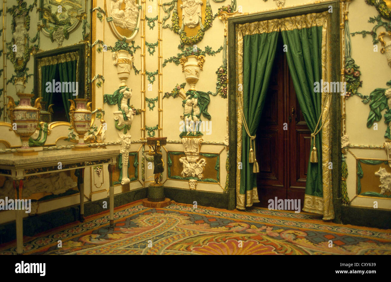 MADRID SPAIN - THE ROYAL PALACE- HIGHLY DECORATED INTERIOR Stock Photo