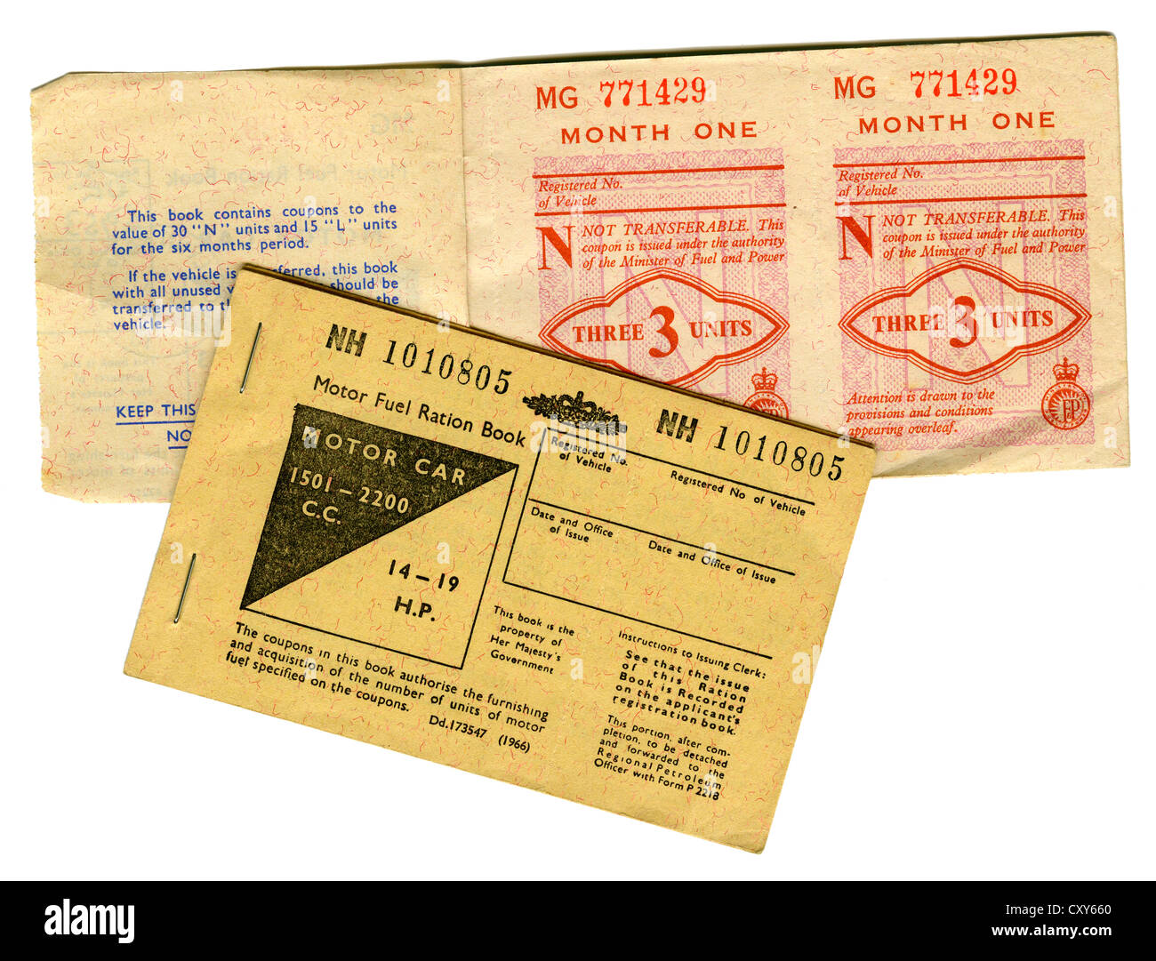 British Motor Fuel Ration Book for Motor Car 1501-2200cc (1966 Stock Photo  - Alamy