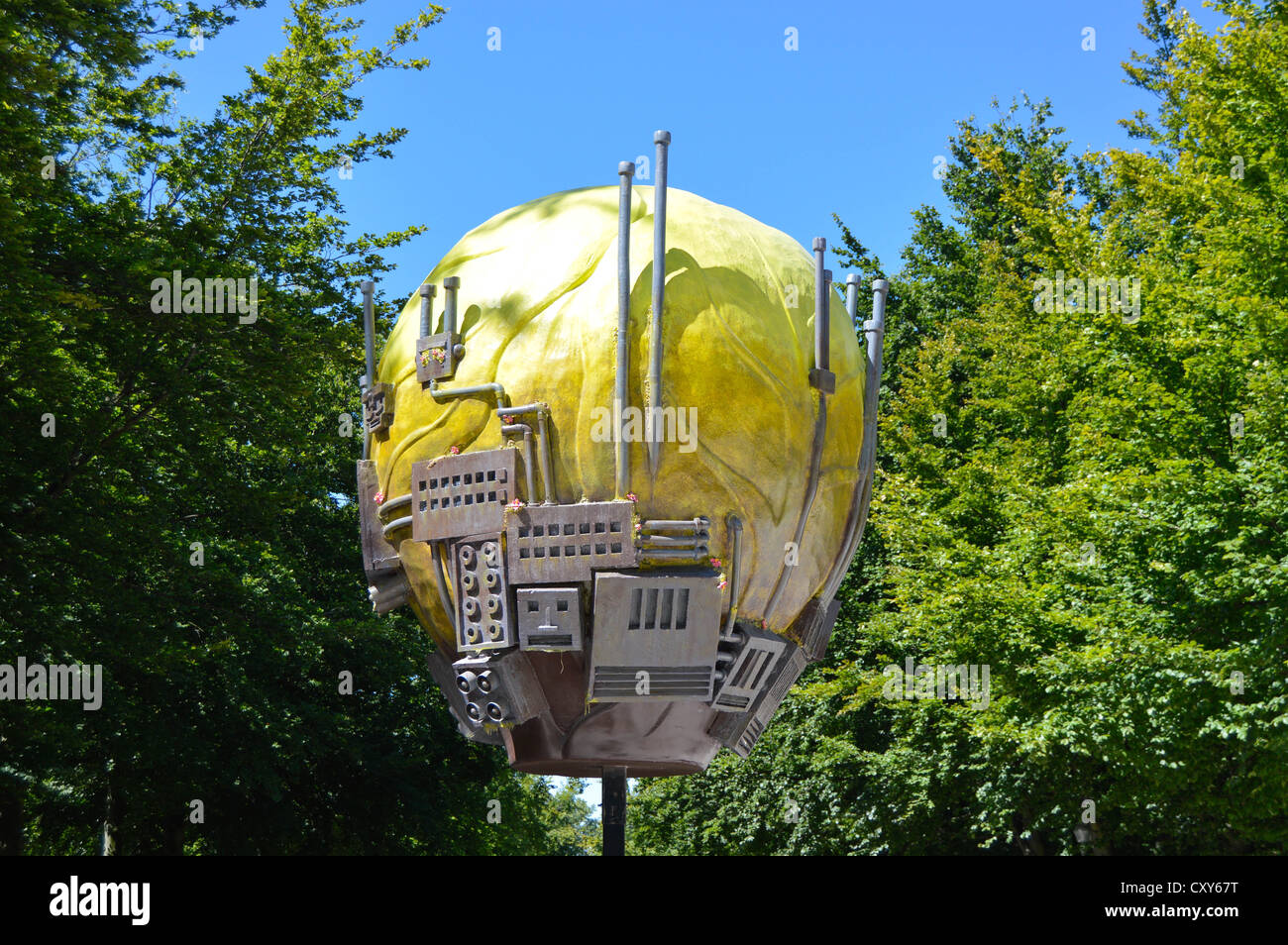 Brussel sprout sculpture in The Palace Park, Brussels, Belgium, Europe, European Union Stock Photo